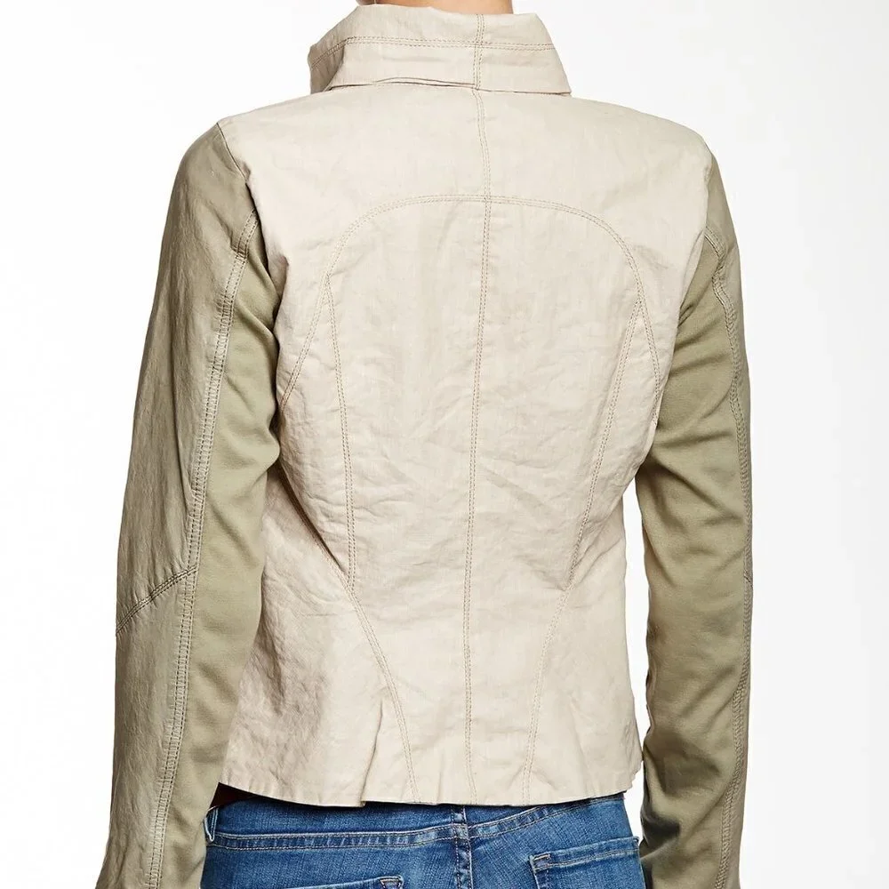 Jakett + Free People | Katherine Linen & Suede Leather Blazer